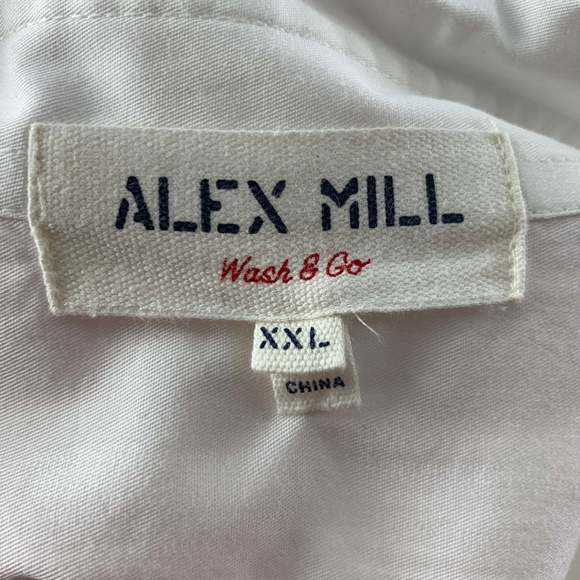 ALEX MILL White Solid Cotton Button Down Long Sleeve Shirt - Picture 4 of 5